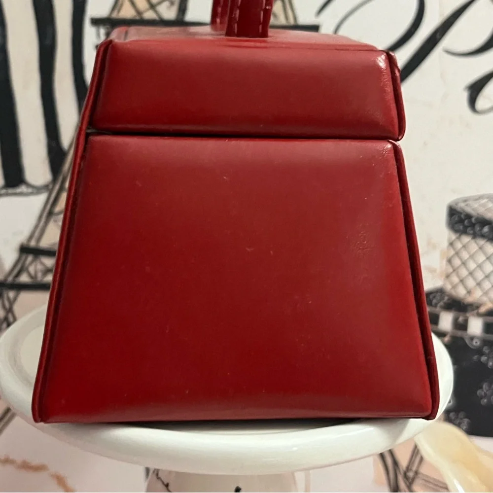 Talbots Red Faux Leather Jewelry Organizer in Miniature Handbag Design w Handle